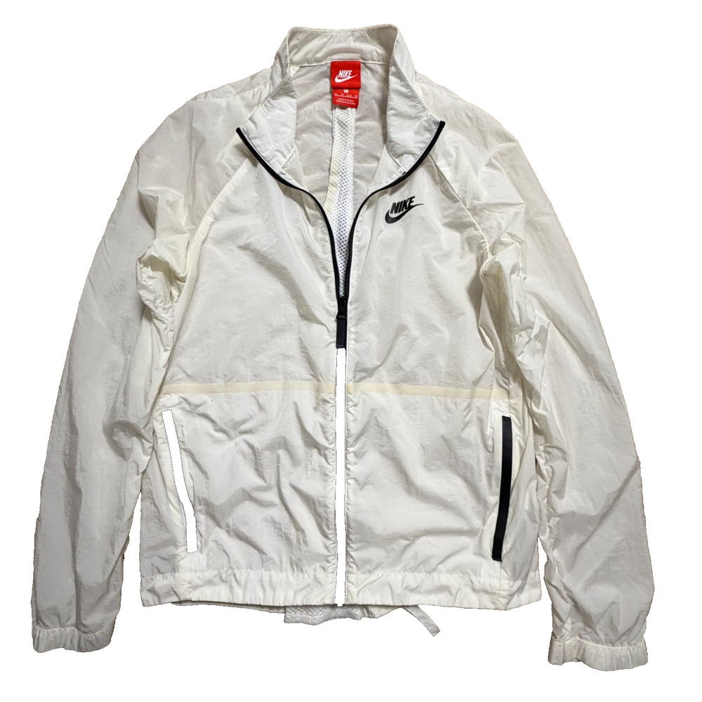 Nike Windbreaker Jacket White Nylon Zip Lightweight Womens XS